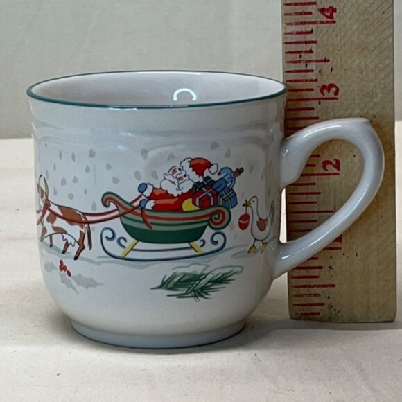 2 International Country Christmas Coffee Cup & Saucer Sets Santa Sleigh Cow Pig - Picture 5 of 6
